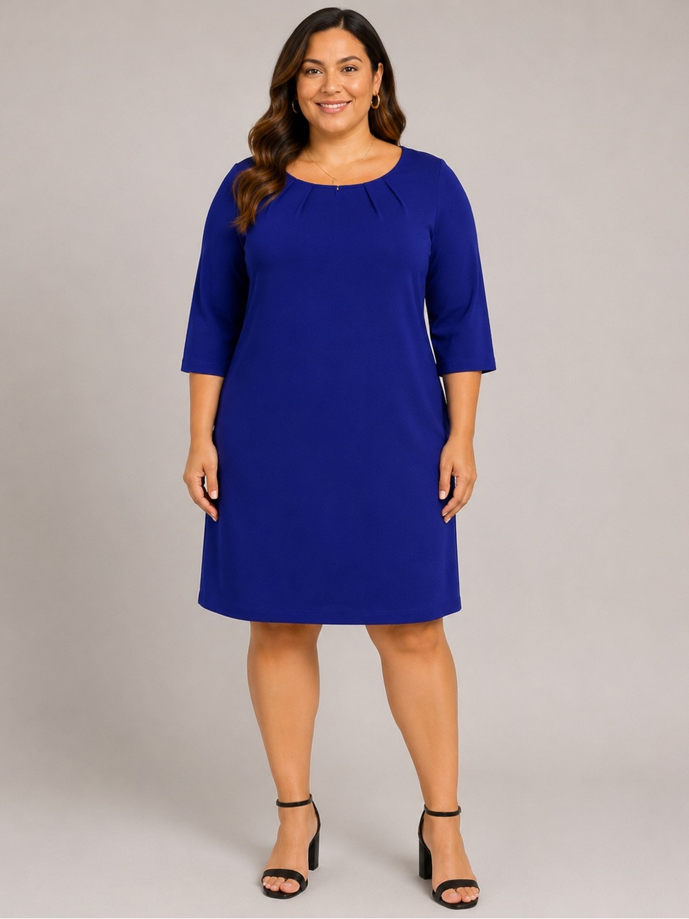 H&M Jewel Neck Shift Dress in Cobalt Blue